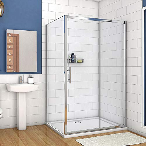 1100x700mm Xinyang Sliding Shower Enclosure 5mm Safety Glass Reversible Bathroom Cubicle Screen Door with Side Panel