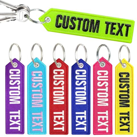 Porte - clés personnalisés, Porte-clés personnalisé avec nom et texte brodés recto verso, étiquette de porte - clés de vélo cadeau pour moto, VTT, voiture, scooter