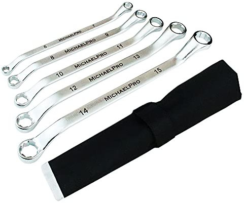 MichaelPro MP001034 Anti-Shedding 45 Degree Socket Set with Portable Carry Case, 5 Piece Metric Sizes (6-15mm) Socket Set with Roll Bag