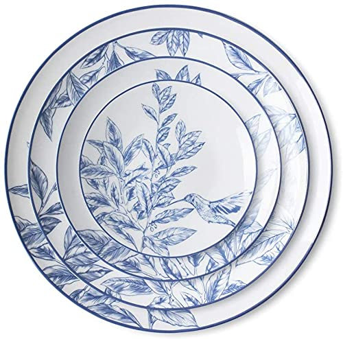 JINCAN Bird Bone China Wedding Plates Party Plates Dinnerware Christmas Serving Dishes Set Dessert Ceramic Plate Bread Plate Dessert Plate Dinner Plate Charger Plate (Color : 4PCS Set)