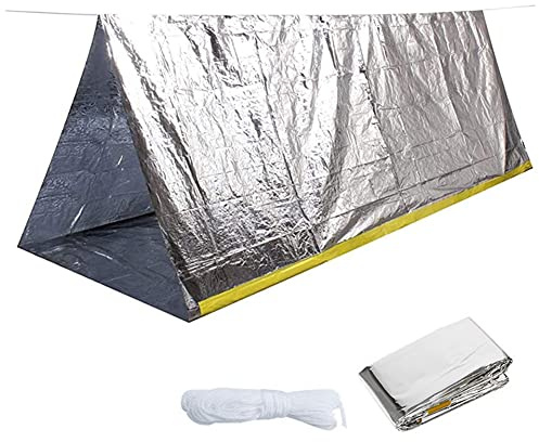 DUBENS Emergency Survival Zelt, Notfallzelt Notzelt mit Seil Ultraleicht Rettungszelt Not Tube Zelt, wasserdichte 2-Personen Mylar Thermal Shelter für Wandercamping