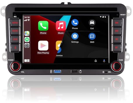 [2025 Aktualisiert] Double din Autoradio Kompatibel mit kabelloses CarPlay Android Auto mit Bluetooth/FM/AM Radio/USB/hohe Leistung für VW Golf 5 6 Passat Jetta Caddy EOS Tiguan Touran CC Polo