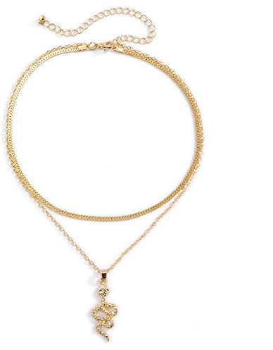 Skcess Halskette Schmuck Damen, Perlenkette Bunt Boho Metalllegierung Schlangenkette Geburtstagsgeschenk Frauen Halskette