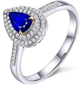 KnSam Echtgold Schmuck, Solitär Ring Weiß Gold 18K 750, Diamantring Freundschaftsringe Verlobungsring Saphir 0.68ct Klassischer Frau Ring mit Natürlicher Diamant Gr.51 (16.2)