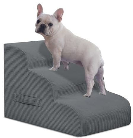 Mesa Lemon Hundetreppe & Stufen für hohe Betten, 3 Stufen, hochdichter Schaumstoff, wasserdichte Hunderampe für kleine Hunde und Katzen, Haustiertreppe mit abnehmbarem waschbarem Bezug für Bett,