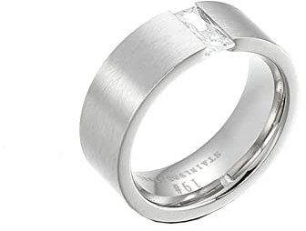 Gualiy Frauen Ring Titan, Freundschaftsringe Damen mit Rechteck Zirkonia Ring Größe 60 (19.1)