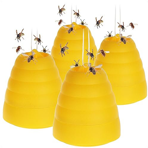 COM-FOUR® 4X Trappola per Insetti con Coperchio Rimovibile - Trappola per Animali Vivi da Appendere per la Protezione della Natura - Protezione (Design ad alveare - 4 pezzi)