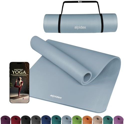 ALPIDEX Yogamatte Dick 1,5 cm 190x60cm Gymnastikmatte rutschfest Hellblau