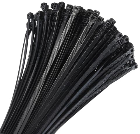 sourcing map 200pcs 18 Inch 40 Lbs Cable Zip Ties Self-Locking Extra Long Nylon Cable Tie Wraps 3/16 for Cord Management, Black