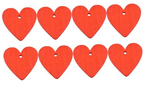 Zerodeko 30St hölzerne Herzverzierung Rot Holzherzen zum Basteln 2 Zoll Etiketten Dekor Herzanhänger Holzhandwerk in Herzform mit Löchern Kunsthandwerk Kranz Papier geschnitten schmücken