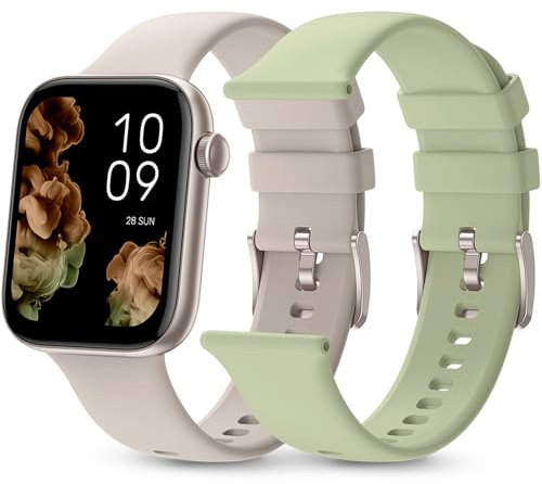 SPC Smartee Duo 2 – Smartwatch Reloj Inteligente con Correa Intercambiable, Pantalla AMOLED 1,78”, Gran batería 7 días, +100 Deportes, IP68, Llamadas Bluetooth, Android e iOS – Color Beige/Verde