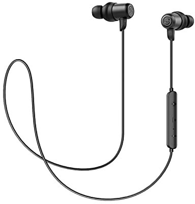 SoundPEATS Bluetooth Earphones IPX5 Sweatproof, Built-in Mic in Ear Earbuds, Lightweight Sport Magnetic Bluetooth Headphones(HiFi Stereo Sound, 7 Hours Playing Time)-Bright Black