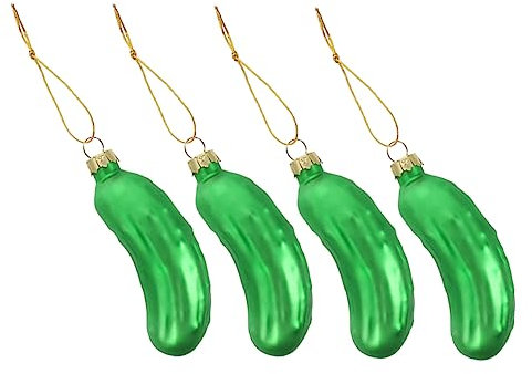 Warmhm 4 Stück Weihnachtsgurken Anhänger Glas Mit Aufhängeseil Bruchsicherer Christbaumschmuck Für Weihnachtsbaumdeko Vielseitig Für Hotel Und Party