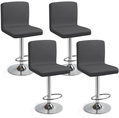 Eozakavod Barhocker-Schonbezüge, 4er Set Stylische Stuhlhussen Stretch-Stuhlbezug Einfache Reinigung Barhockerbezüge Universal Esszimmerstuhlbezüge für Bar & Esszimmer (Dunkelgrau, 4er Set)