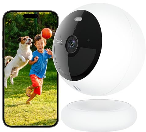 Noorio Security Camera Outdoor Wireless, 8 GB Built-in Storage Magnetic Camera for House Security, Indoor Battery Powerd Solar Camera with AI Motion Detection, Two-Way Talk, Color Night Vision