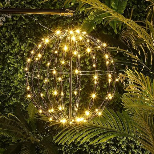 Monozoz LED Sphere Light 40/50cm Foldable Christmas Ball, Mains Powered Decorative Garden Lights for Yard, Wedding, Patio