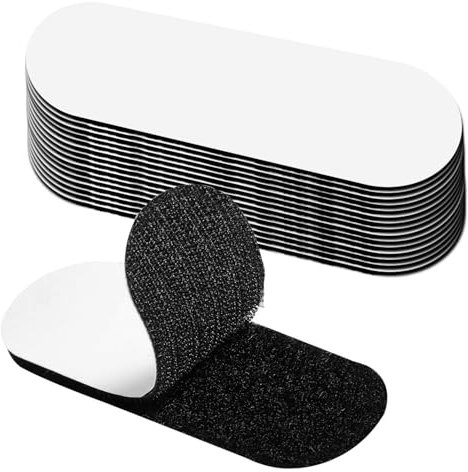 Feltro Adesivo Forte Biadesivo (15 paia), Nastro autoadesivo extra forte, Per tessuto, parete, porta, metallo, vetro, Extra Forte Riutilizzabile, 3 * 10cm, Forma ovale nera