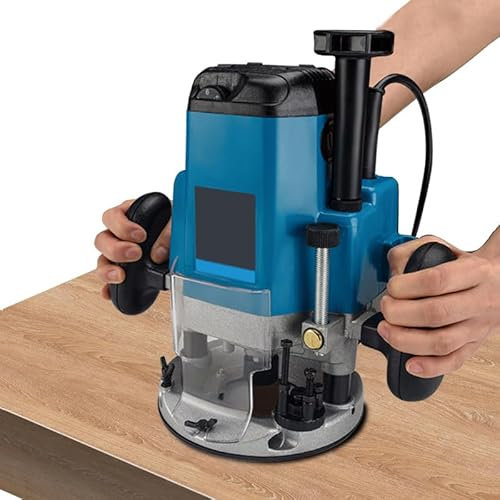 Fresatrice per rifinitura Senza Fili, Trimmer per fresatrice Senza spazzole, Dimensioni 27×13×27CM, velocità a Vuoto 9.000-22.000 Giri/min, Lattina con velocità variabile, Robusta Base in Metallo