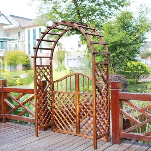 Arco da giardino in legno resistente alle intemperie per piante rampicanti, arco per matrimonio, 1,2 m, facile da montare, marrone, 120 cm