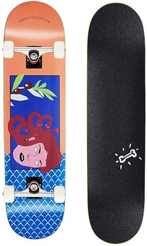 QWAXTRIW 31 Skateboard, complète 7 Couches en Bois d'érable Double Coup de Pied concave, Pont de Tours Standard pour Les Adultes débutants et Pro (Couleur: d)