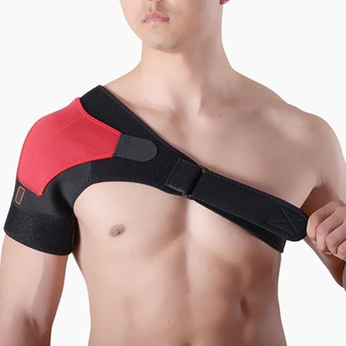 DECORN Arapador de Hombro y Manga de compresión para el Manguito rotador desgarrado - Envoltura de Manga de Ajuste Ajustable - Soporte de Hombro Soporte de Hombro para Hombres Mujeres,Rojo,Right
