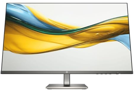 HP 527da - Monitor 27 FHD (1920x1080, IPS, 100Hz, 5 ms, 99% sRGB, 300 Nits, Contraste 1500:1, Altura e Inclinación Ajustables, Altavoces Integrados, Low Blue Light) Negro con Soporte Gris Metálico