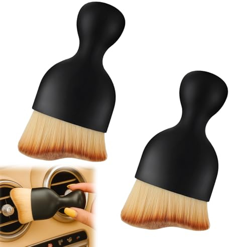 2PCS Car Interior Cleaning Brush Set, Automotive Interior Dusting Brush with Soft Bristles, Car Interior Brushs for Dashboard, Air Vent, Crevice, Screen, Panels, Detailing Scratch-Free Dust Removal