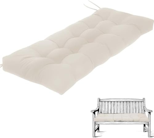 AQIGR Bankauflage Sitzkissen Gartenkissen Bankkissen 90x50/100x50/110x50/120x50cm, Dicke Von 8-10cm,Sitzauflagen Loungekissen Sitzpolster Auflage Für Bänke/Gartenbank(Beige,90x50cm/35x20in)