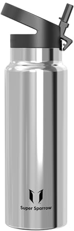 Sparrow Gourde Isotherme 500ml/750ml/1L/1.2L - Inox Gourdes avec Paille | Bouteille Isotherme avec Paille Gourde Inox , Anti-Fuite sans BPA, Chaud & Froid, Lave-Vaisselle, Sport, École ou Voyage