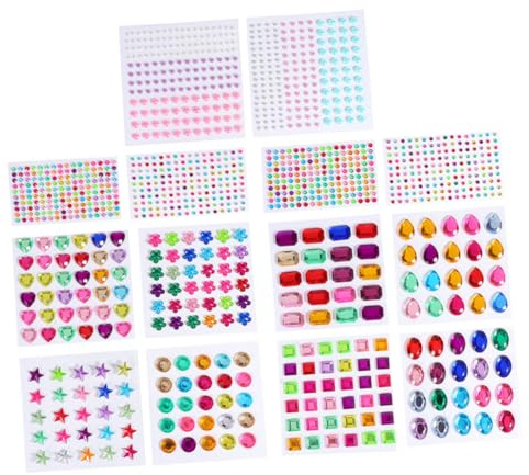 HONITANO 14 Blatt Teiliges Acryl Kristall Sticker für Selbstklebenden Aufklebern Bunte Formen DIY Scrapbook Dekoration Kreatives Vielseitig für Bastelprojekte und Freundebuch