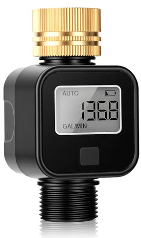 diymore Medidor de agua, medidor de agua calibrado de 3/4 pulgadas, 4 modos para controlar el consumo de agua, con entrada de latón para regar césped de jardín, llenar tanques de agua de autocaravanas