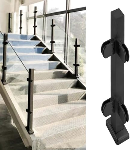 Ensemble de balustrade en verre en acier inoxydable – Poteaux de garde-corps intérieur/extérieur avec pinces de sécurité en verre de sécurité pour terrasses, patios et escaliers, design moderne
