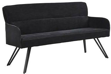 byLIVING Sitzbank Tino, Webstoff-Mikrofaser schwarz, Gestell schwarz | Aufgedoppelter Rücken, Küchenbank, Sitzbank, Esszimmerbank, B 160, H 94, T 67 cm