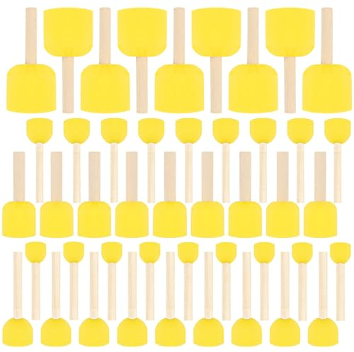 VUTYNKO 45 Stück Schwammstupf Pinsel Set, 5 Größen Runde Schwammpinsel Set, Schaumstoffpinsel Wiederverwendbar Malschwamm Waschbar für DIY Malerei Handwerk Keramik Werkzeuge