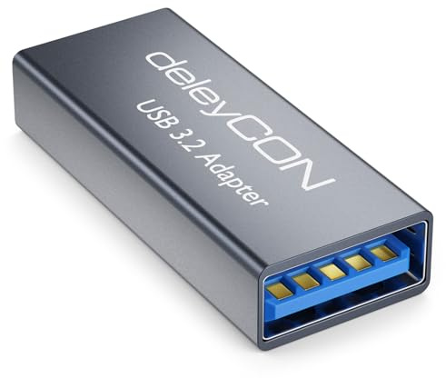deleyCON USB Adapter 5Gbps Kupplung Aluminium, 2X Buchse, USB 3.2, 1 Stück | Verbindung, Koppler und Verlängerung, Kabel verbinden und verlängern, kompatibel mit USB 3.1, 3.0 und 2.0