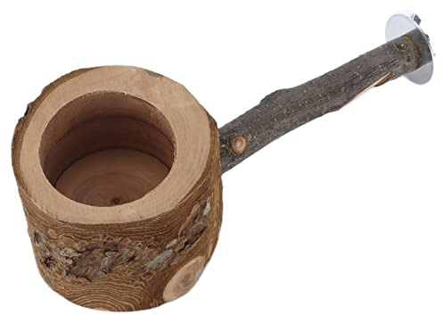 Haofy Gobelets d'alimentation pour Oiseaux en Acier Inoxydable, Support de Perchoir en Bois Réglable avec Bol de Nourriture pour Perroquets, Accessoires de Cage à Oiseaux en Bois de Pommier Sûrs