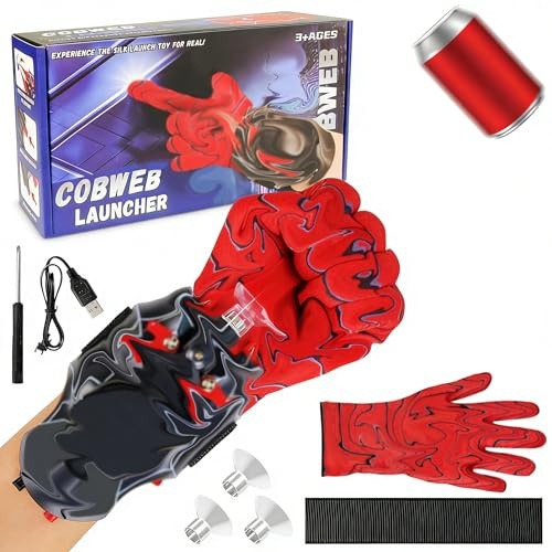 Tccydm Spid-ER-Web Shooter-9.4ft in automatische Seil Launcher mit USB-Ladung-Launcher Handschuhe,Elektrischer Automatische Kabelwicklung,Handgelenk Spielzeug Set Spid-ER Cosplay für Kinder (B)