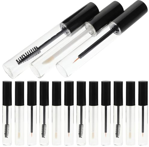 Healeved 15 St Mascararör med Ögonfransborste Transparent Behållare med Blank Svart Lock för Refillbar Mascara och Ögonfranskräm för Diy-smink Resevänlig och Daglig Användning