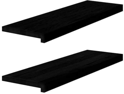 Cubierta para alféizar de ventana, 2 unidades, marrón oscuro, 80 x 30 x 2 cm, madera maciza de roble, alféizar de ventana para interiores