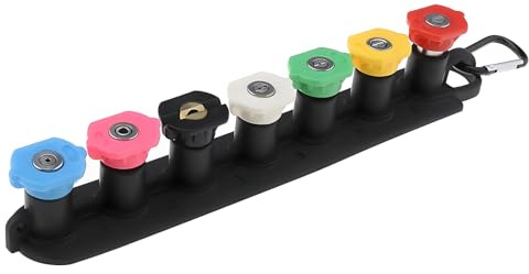 GVSS 7 Pièces Ensemble de Buse Nettoyeur Haute Pression 1/4,Angles 0°-65° | Laiton et inox anti-usure corrosion,Avec support de rangement,Nettoyage performant économe en eau,Lavage véhicule extérieur
