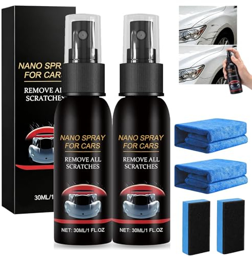 TKGEOUE 2PC Auto Spray Kratzer Entfernen - 30ml Quick Effect Coating Agent für Autolack mit Schwamm Handtuch Beschichtungs- Sprays für Glanz und Schutz, Remove Scratches