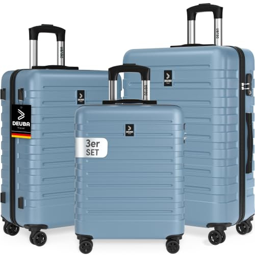 DEUBA Maletas Viaje Rígidas Set de 3 Trolley Ruedas 360° Azul Pastel