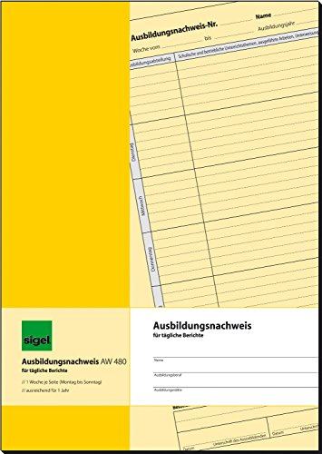 Sigel AW480 Ausbildungsnachweis, geheftet, A4, 28 Blatt (5er Spar-Pack, tägliche Berichte)
