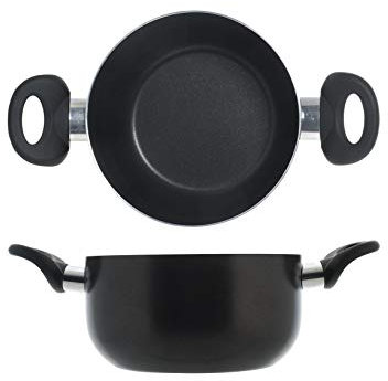 HOME Maitre Casseruola con 2 Manici, Rivestimento Antiaderente, 18 cm, Alluminio, Antracite/Nero