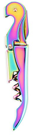 Blush Mirage Iridescent Double Hinged Corkscrew Wine Opener with Built-in Beer Bottle Opener, Stainless Steel Wine Key with Foil Cutter, Home Bar Gifts for Women, Bridesmaid Gifts, Kitchen and Travel