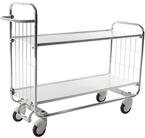 Kongamek Verzinkter Etagenwagen - 2 Böden, 2 Rollen feststellbar, LxBxH 1195 x 470 x 1120 mm - Tischwagen Gitterwagen Transportwagen Transportgeräte Wagen Etagenwagen Tischwagen Gitterwagen