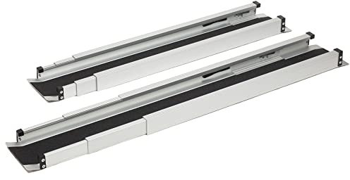 Rampe di Carico Telescopiche in Alluminio e Antiscivolo per Movimentazione Sedia a Rotelle Manuale - Struttura Pieghevole con Sacca per Trasporto, Portata Massima 180kg (210)