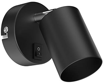 ledscom.de Wandleuchte WAIKA, Schalter, schwarz matt, rund, 1x GU10 max. 60W