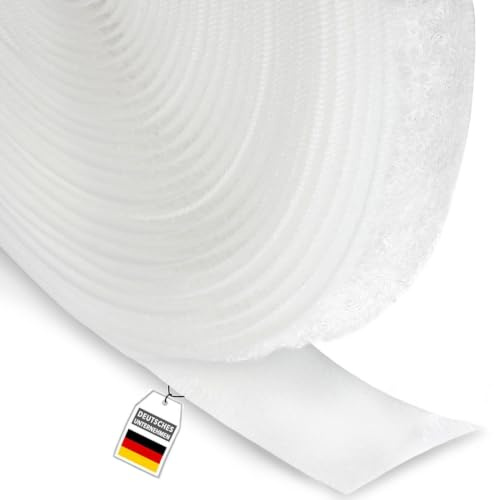 FrogJim 5m Flauschband zum Nähen und Basteln weiß 20mm breit - 5 m Rolle Klettband nur Flausch 20 mm nicht klebend KRNWL5