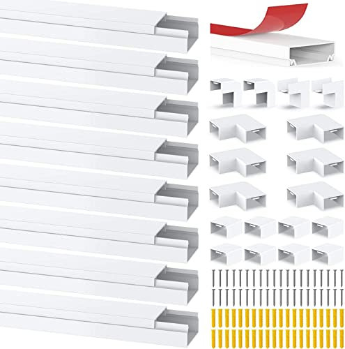 Kabelkanal Selbstklebend Weiss, Mini Kabel Verstecken, Kabelschacht zum Verstecken von Kabel, Kabelkanal Selbstklebend Weiss für alle Netzkabel in Haushalt/Büro (PVC-8 * 1m-GM)